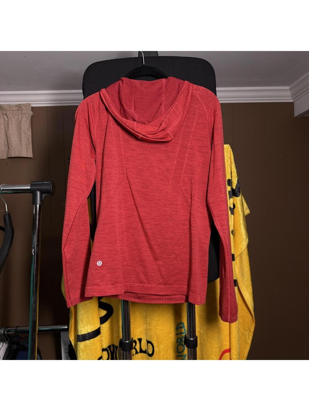 Lululemon Men's Red Long Sleeve Hoodie Activewear Top
